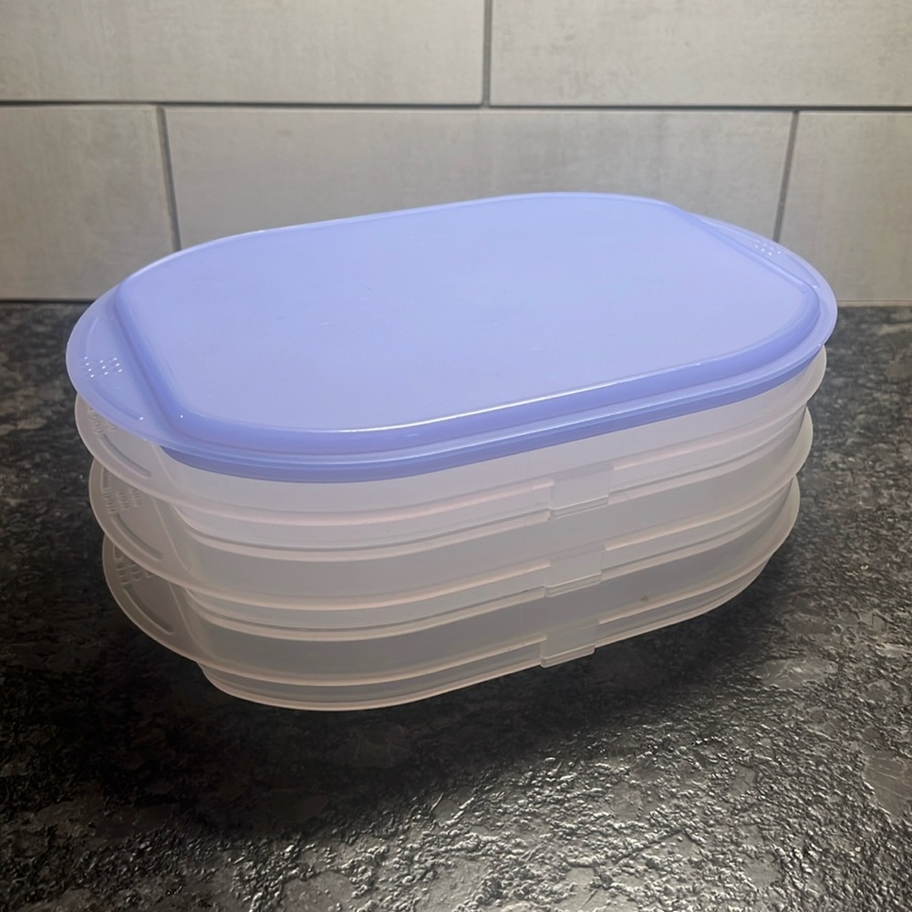 Tupperware 3 Stacking Deli keepers. 6.5 x 8.5. In excellent condition.